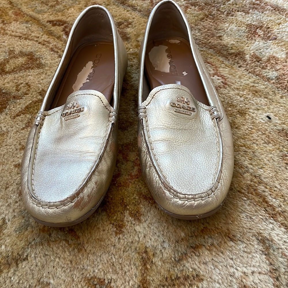 Gold Coach loafers, leather sz 9.58